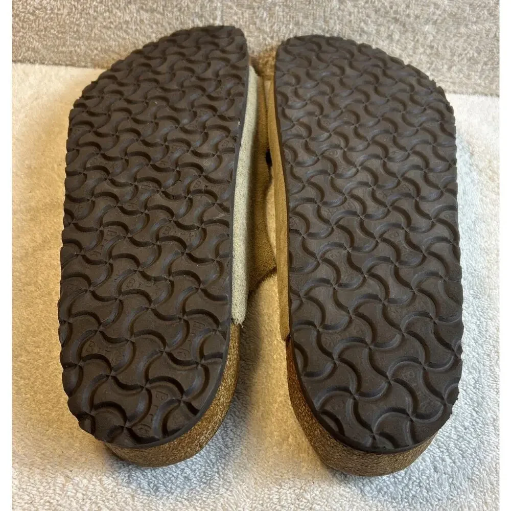 Birkenstock Arizona Tan Grey Soft Footbed Suede Leather Sandals Men Size 48/15
